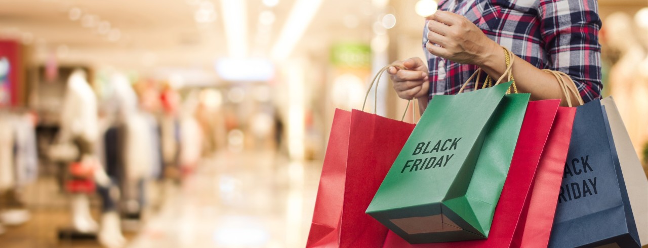 A woman with shopping bags