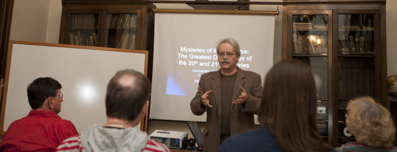 Terry Endres, instructor, teaches Communiversity class, Mysteries of the Universe at the Cincinnati Observatory.