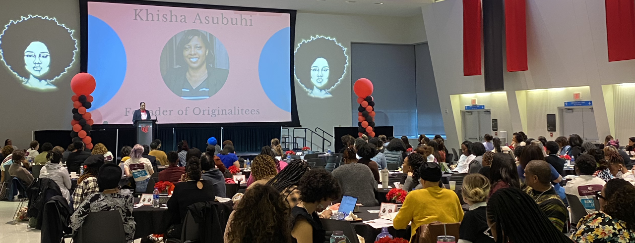 Participants listen to the keynote speaker Khisha Asubuhi at the 2023 Black Feminist Symposium in TUC's Great Hall. Photo/Ainsley Moore.