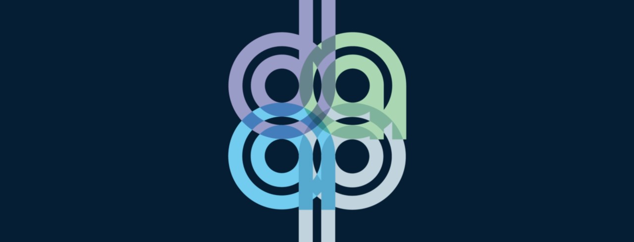 DAAPworks '24 logo: The captivating logo design, the brainchild of MDes alumnus, Brendán Murphy, was further developed as an amalgamation of gracefully overlapping concentric circles forming the letters DAAP. The logo is over a deep navy hue.