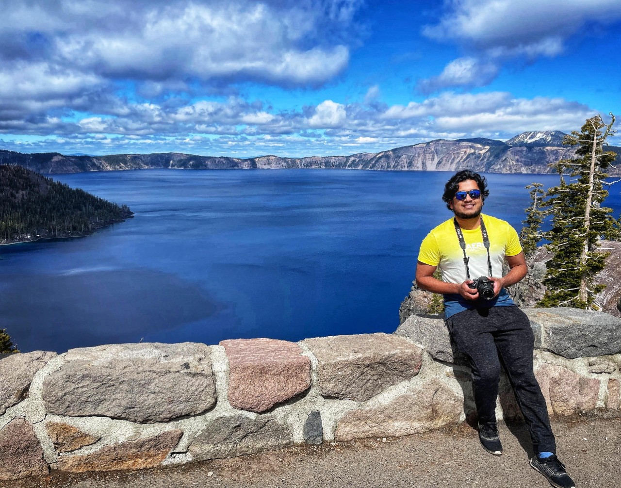 Vamshi Kiran Gogi at the Crater Lake in Oregon