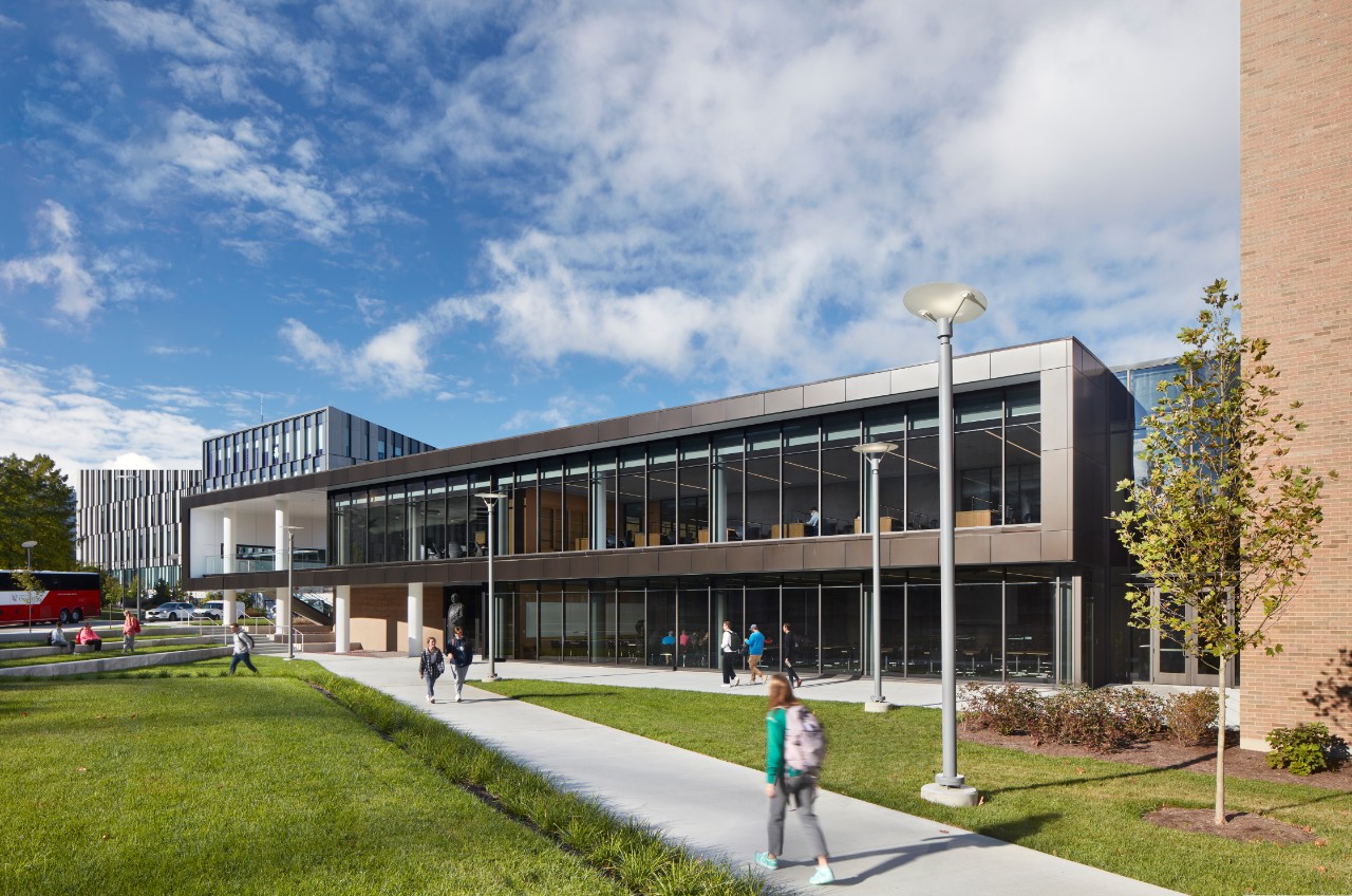 Exterior photo of the new College of Law building