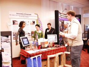 From left, teacher Anna Hutchinson, UC student Sarah Pumphrey, teacher Sharon Backman,  and UC faculty Anant Kukreti and Dan Oerther. (Photo by Curt Suplee, National Science Foundation)