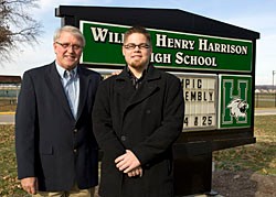 Beau Broering and Harrison High School teacher Steve Brickner 