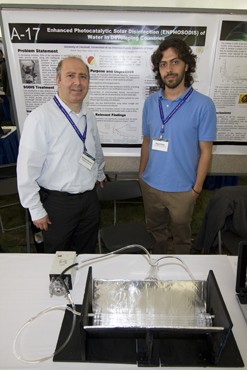 Graduate student Miguel Pelaez and his advisor, Dionysios Dionysiou, during the 2009 EPA P3 Expo and Competition held in Washington D.C.