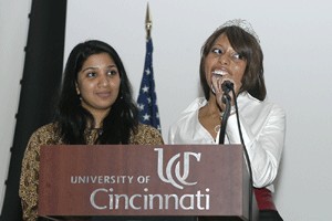 Darwin T. Turner Scholar Sailee Teredesai (left) and Miss Kuamka Martina Jones at 2008 Martin Luther King ceremony.