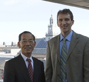 Koji Oe, president of DIC, and Jason Heikenfeld. Photo by Ashley Kempher.