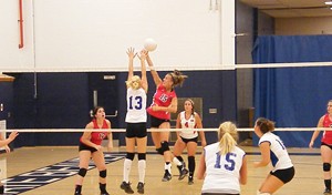 UC Clermont volleyball team, the Cougars, playing in a recent match.