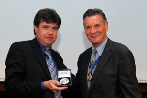 Geology Department Head Lewis Owen was presented with the Busk Medal by Royal Geographical Society President Michael Palin.