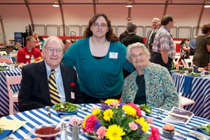 UC Clermont Scholarship recipients are honored each spring at a luncheon. Donors Charles and Justine Romer with the Romer Scholarship recipient Jessica Bell. 