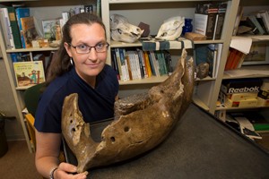 Brooke Crowley with mammoth bone