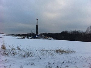 A drilling rig in Carroll County, Ohio.