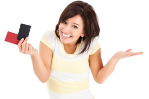 woman with gift cards