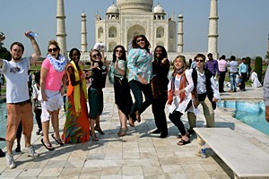 UC students in the Carl H. Lindner College of Business on a 2013 study-abroad trip to India. This is a visit to the Taj Mahal.