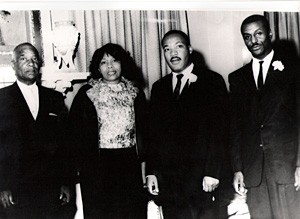From left: Robert Shropshire Sr., Louise Shropshire, Rev. Martin Luther King Jr., Rev. Fred Shuttlesworth Sr.