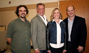 From left to right: Jeremy Lee with 'Tenderly' cast members Michael Marotta and Susan Haefner and director and Playhouse Artistic Director Blake Robison.