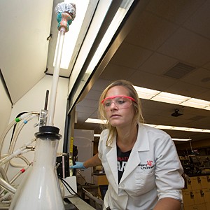 Amberlie Clutterbuck, a doctoral student in the UC Department of Chemistry,is researching the properties of steam stones.