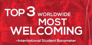 Slide portraying UC as number 3 worldwide most welcoming for international students