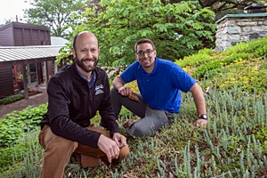 This photo of Ishi Buffam, a UC assistant professor of biological sciences, and doctoral student Mark Mitchell, was taken at the Civic Garden Center of Greater Cincinnati.
