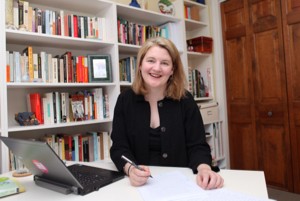 UC sociology professor Danielle Bessett at her desk