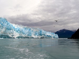 300 ft. high glacier on St. Elias Mountain Range in Alaska.