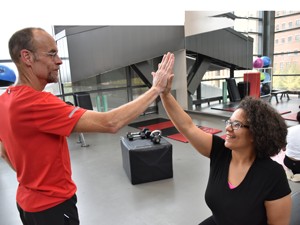 Working out at the CRC - high five photo