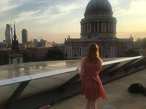 ACCEND student Miranda Hileman overlooks St. PaulÂ s Cathedral in London.