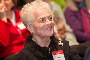 Marian Spencer smiled as she met with her University of Cincinnati family and friends at (TUC) Tangerman University Center. UC/ Joseph Fuqua II
