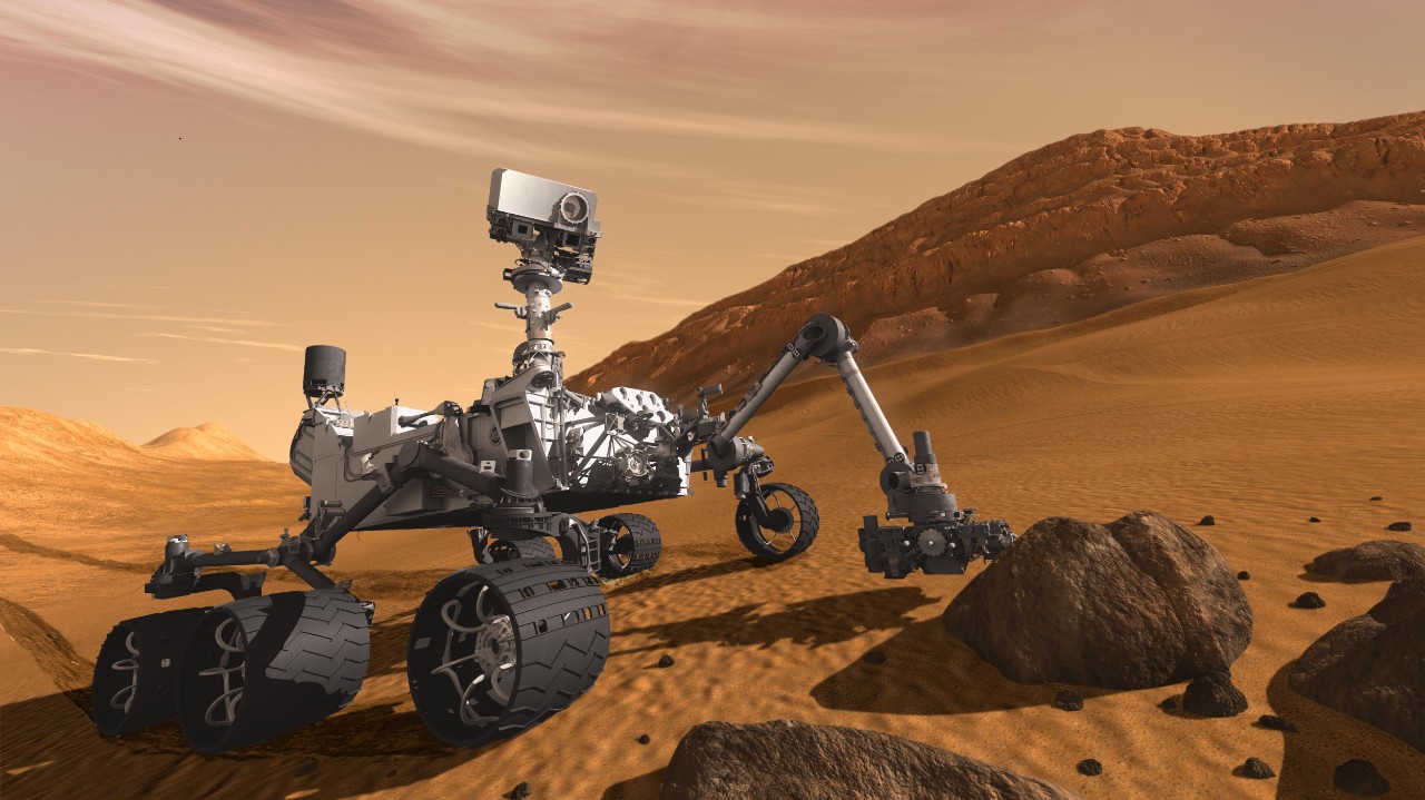 artist's rendition of curiosity rover on Mars