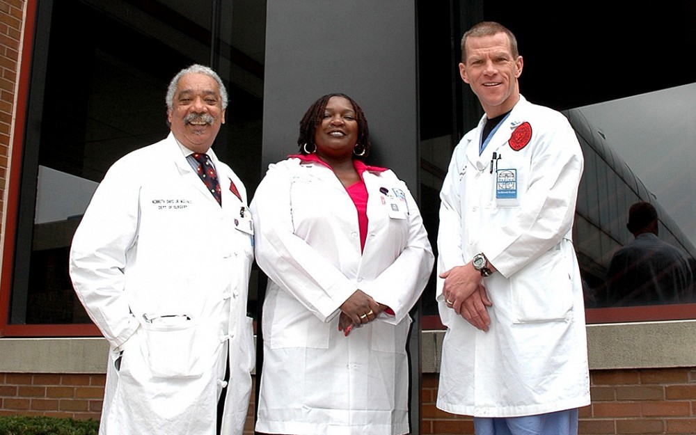 Kenneth Davis, MD, Jennifer Williams and Jay Johaningman, MD, are leading the "Out of the Crossfire" Gun Violence Prevention program at University Hospital.