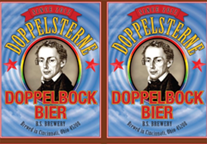 Doppelsterne Doppelbock Bier label; Christy Holland's lab entered this beer, brewed as a side project with her lab, in the 2012 Bockfest competition. "It's all about the bubbles," she says. 