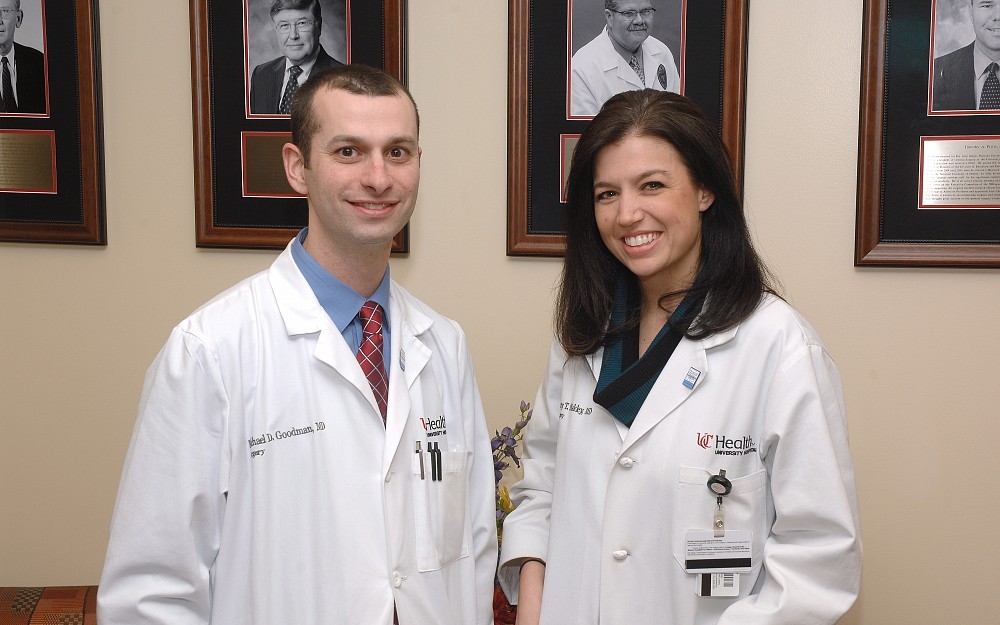 Michael Goodman, MD, and Amy Makley, MD, 2011-2012 chief surgery residents UC.