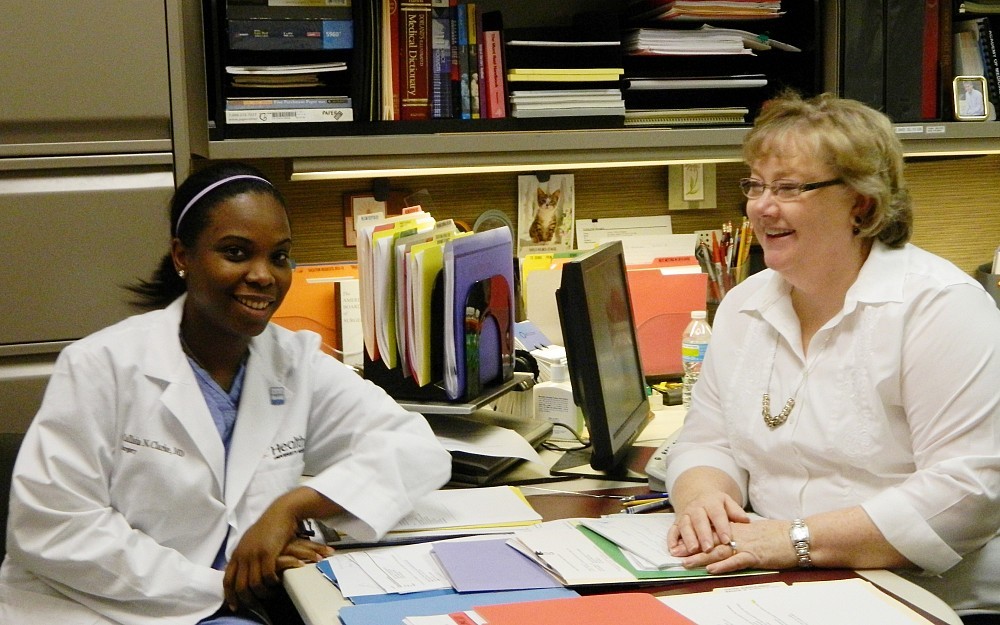 Gilda Young (right) with senior general surgery resident Callisia Clarke, MD.