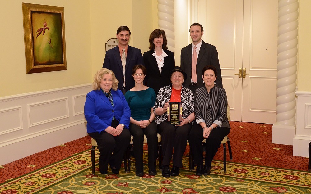 2012 Award for Innovation in Continuing Professional Development Award for Innovation in Continuing Professional Development (L to R): seated, Susan Tyler of the University of Cincinnati College of Medicine, Amy Holthusen of the Interstate Postgraduate Medical Association, Barbara Speer of the University of Cincinnati College of Medicine, and Mary Ales of Interstate Postgraduate Medical Association; standing, Jack Kues of the University of Cincinnati College of Medicine, Barbara Berry of Ohio State University, and Stephen Kawczak of the Cleveland Clinic Foundation.
