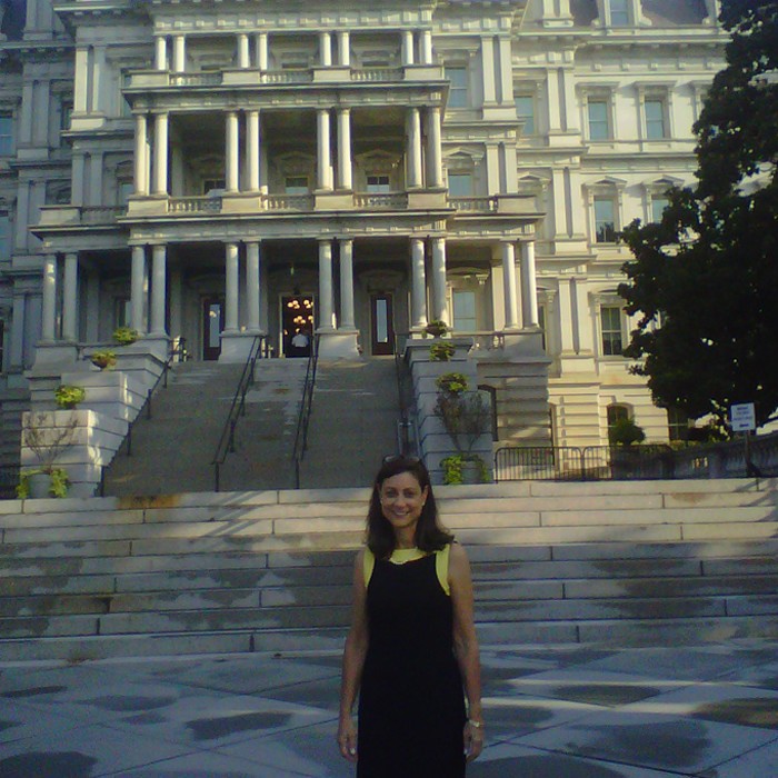 Barb Tobias, MD, outside of the Eisenhower Executive Office Building in Washington, D.C.