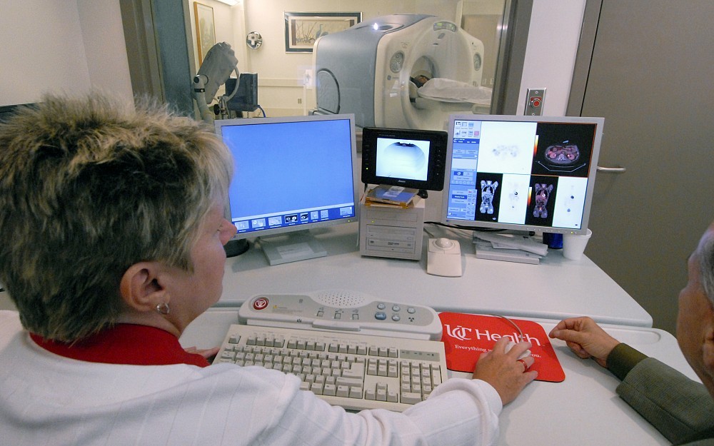 A patient undergoes an imaging test at UC Health University Hospital.