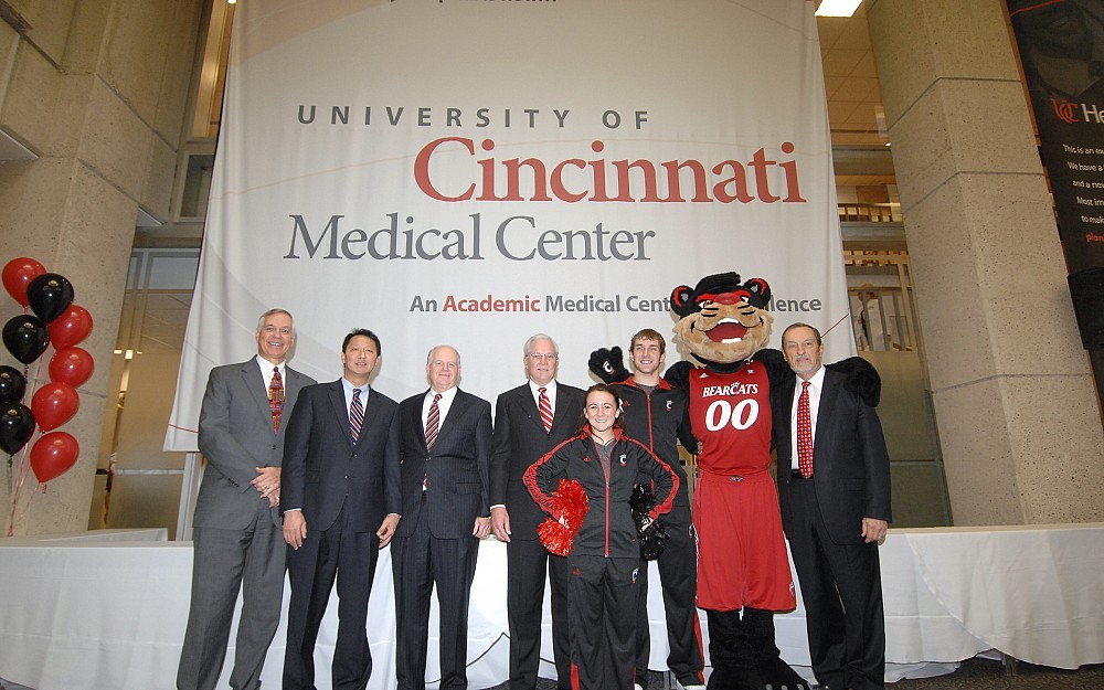 UC and UC Health leadership at the renaming event for University Hospital. It will now be called University of Cincinnati Medical Center.