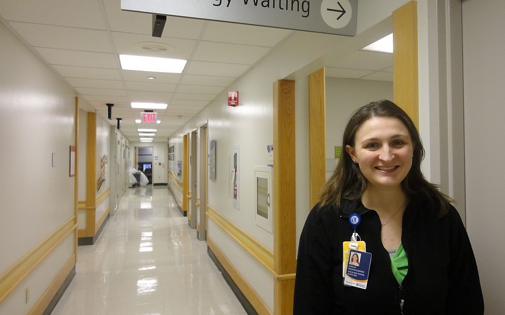 CAHS Doctorate of Audiology Student Dora Murphy at the Cincinnati Children's Hospital Medical Center Audiology Clinic, where she works