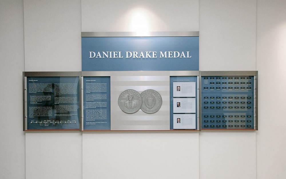 Daniel Drake Medal exhibit in the College of Medicine