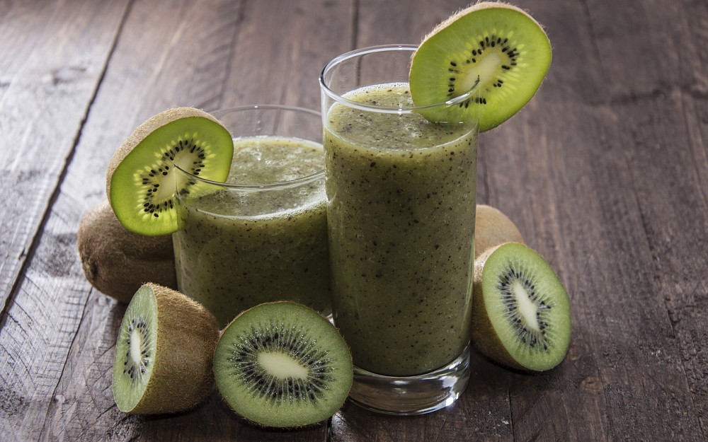 A "green" drink such as this one made with kiwis is part of a healthy diet integral to reducing the inflammatory environment of the cancer cell.