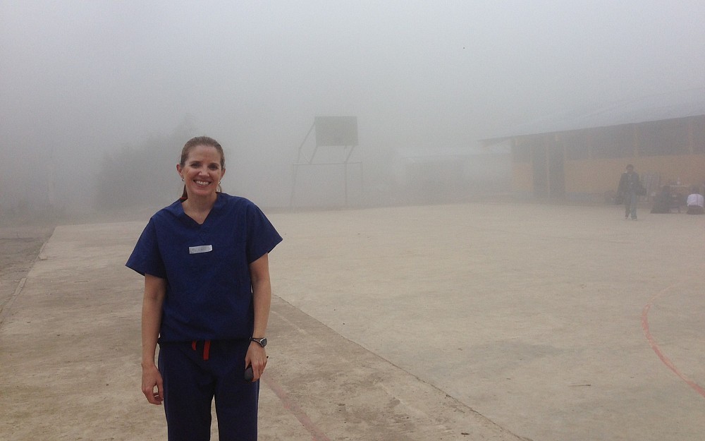 Sarah Kuhnell, spring 2014 College of Nursing MSN graduate, poses during an October 2013 service trip to Guatemala with UC's family medicine residency program.