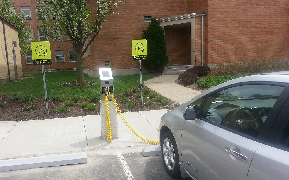 UC's first charging station for electric cars is adjacent to Wherry Hall on the medical campus.