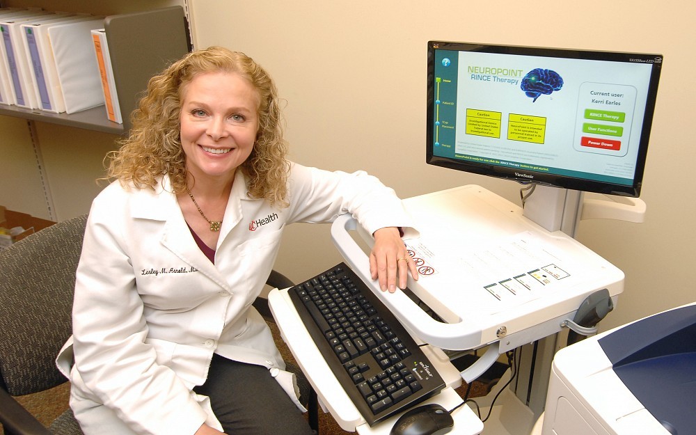 Lesley Arnold, MD, is leading a clinical trial testing a non-drug treatment for fibromyalgia.