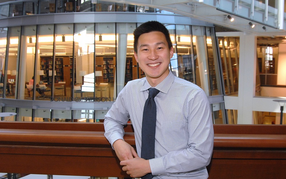 Patrick Lee, a UC medical student, is shown in the CARE Crawley Building.