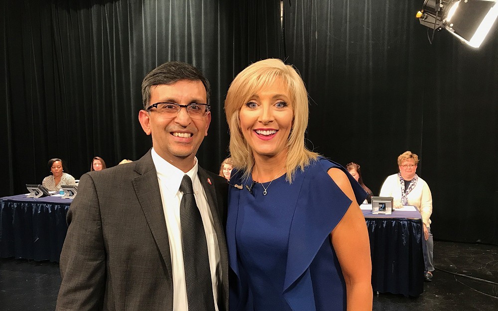 Amit Govil, MD, professor in the Division of Nephrology, Kidney CARE program with Liz Bonis of WKRC-TV at the 'Big Ask, Big Give' event on Nov. 30, 2017