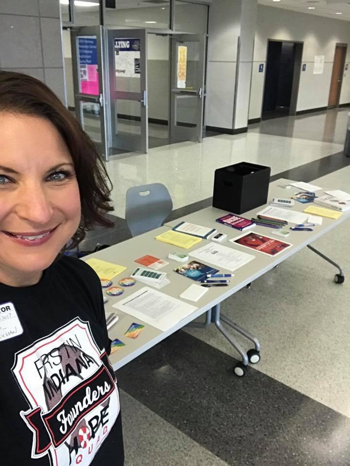Jennifer Wright-Berryman, PhD, assistant professor in the School of Social Work at the College of Allied Health Sciences at a high school Hope Squad event