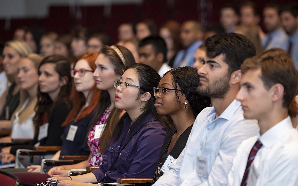 Incoming medical students listen during a morning session during Orientation Week 2018 in the UC College of Medicine.